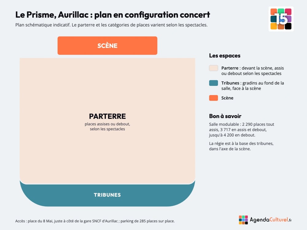 Plan du Prisme d'Aurillac en configuration concert